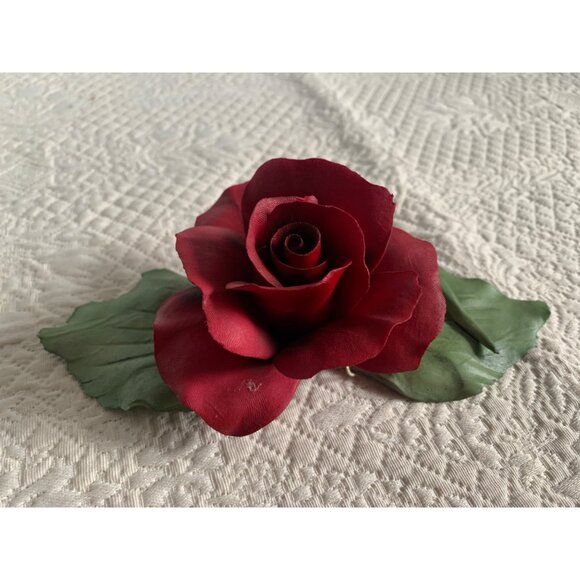 Dea Capodimote Red Rose with Leaves porcelain figure Made in Italy - Picture 8 of 9